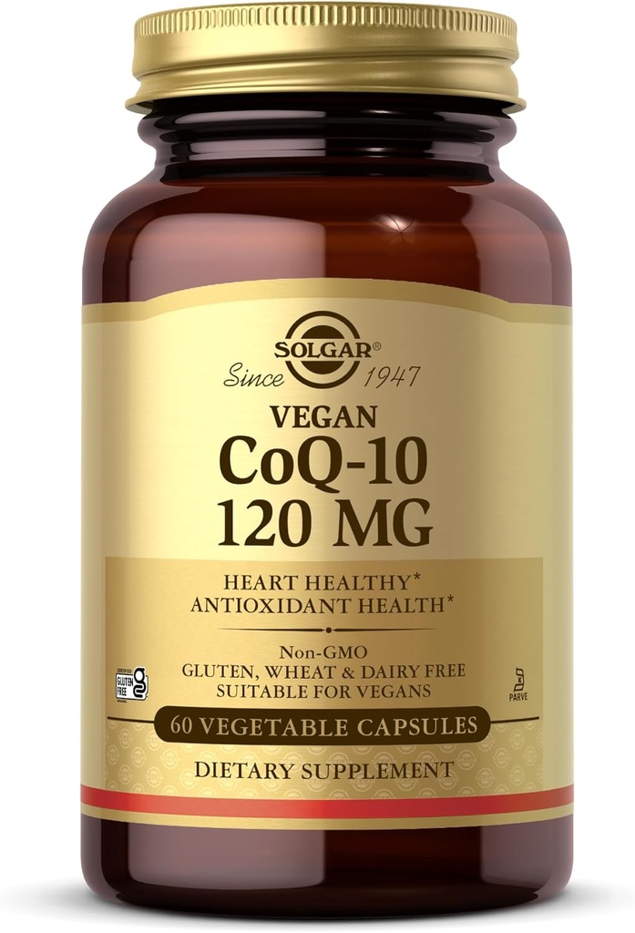 Solgar Vegan CoQ-10 120 mg - 60 Zelenjavnih kapsul - ne- GMO, brez glutena, brez mleka, Košir - 60 serviranja