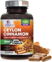 Organic Ceylon Cinnamon Capsules - Extra Strength Certified Organic Ceylon Cinnamon 1800mg Per Serving Supplement Pill - Energy & Heart Support Antioxidant for Women & Men, Bottled USA - 120 Capsules