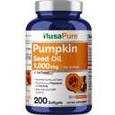 NusaPure Pumpkin Seed Oil 1000mg 200 Softgel Capsules (Non-GMO, Soyfree) Naturally Occurring Phytosterols
