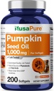 NusaPure Pumpkin Seed Petroli 1000mmg 200 Softgel Capules (Non-GMO, Soyfree) Naturalment Occurring Phytosterols