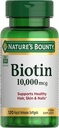 Nature's Bounty Biotin Saç Skin və Nails Vitaminləri, Sağlam Saçlar, Cilt və Nails, 10,000 mcg, 120 Softgels (Paket 1)