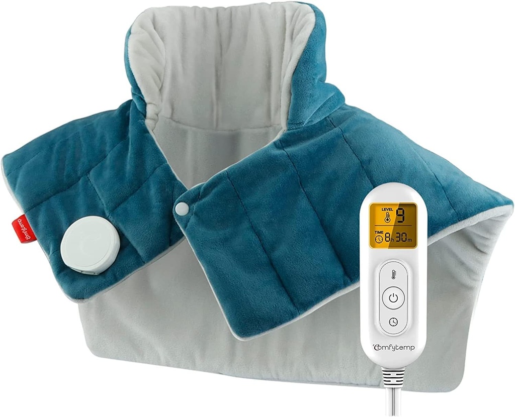 Comfytemp Heating Pad for Neck and Shoulders and Back, 2.6lb Weighted Electric Heat Pad for Pain Relief, Large FSA Eligible Heated Wrap, 9 Heat Settings&11 Timer, Christmas Gifts for Women Men Mom Dad