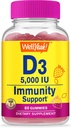 WellYeah Vitamin D3 5000 IU (125mg) Ekstra Strenght Gummies - for Bone Helse, Immun Booster, Bein og tannstøtte -Non GMO, Glutenfri, Nut Gratis, Vegetarisk -Strawberry Flavor -60 Gummies