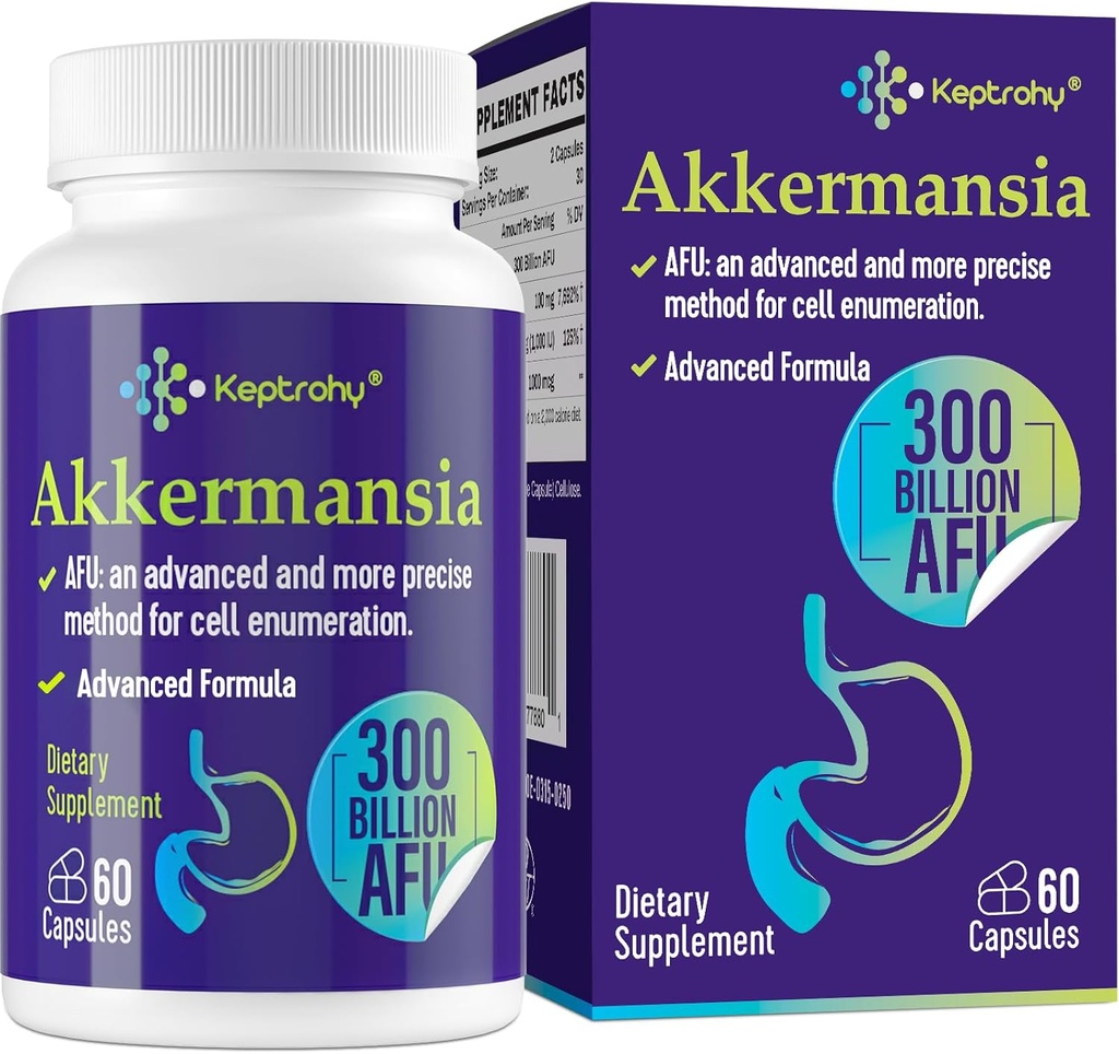300 Billones AFU Akkermansia Probiótico para Hombres Mujer, Akkermansia Muciniphila para Más GLP-1 Producción, Digestivo, Gut & Immune, Gut Digestive Lining Function, 60 Conde