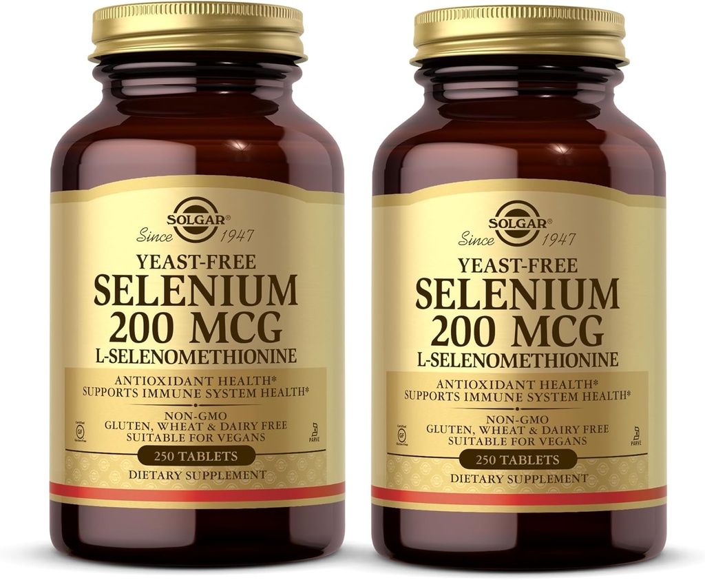 Solgar Yeast-Free Selenium 200 mcg - 250 Tablets, Pack of 2 - Supports Antioxidant & Immune System Health - Non-GMO, Vegan, Gluten Free, Dairy Free, Kosher - 500 Total Servings
