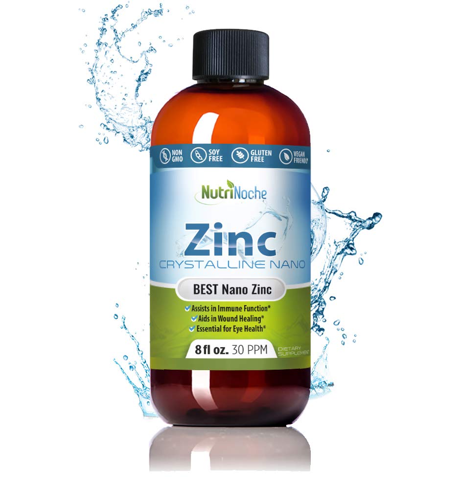 Liquid Zinc Supplement by Nutrinoche: Organic Liquid Drops - Ionic Zinc and Picolinate Alternative - 99.99% Ultra Pure Crystalline Nano Particles - for Adults and Children - (8 oz)