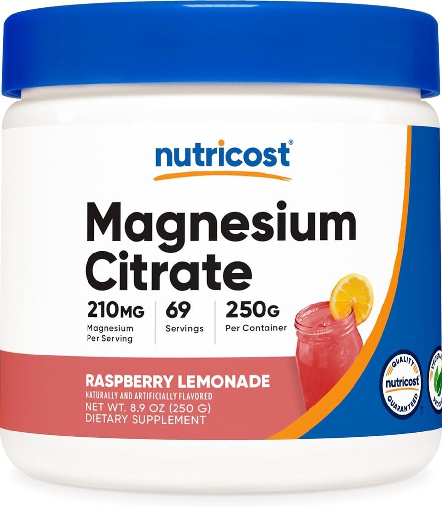 Nutricost Magnesium Citroenpoeder (Raspberry Limonade, 250 Gram)