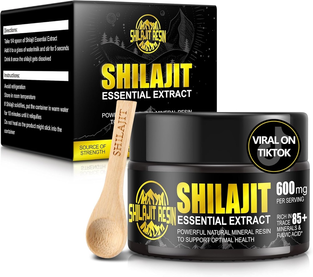 Shilajit Pure Himalayan Organic Shilajit Resina - Gold Grade 100% Shilajit con 85+ Trace Minerals & Acido Fulvic per Focus & Energy, Immunity, 50 Grammi