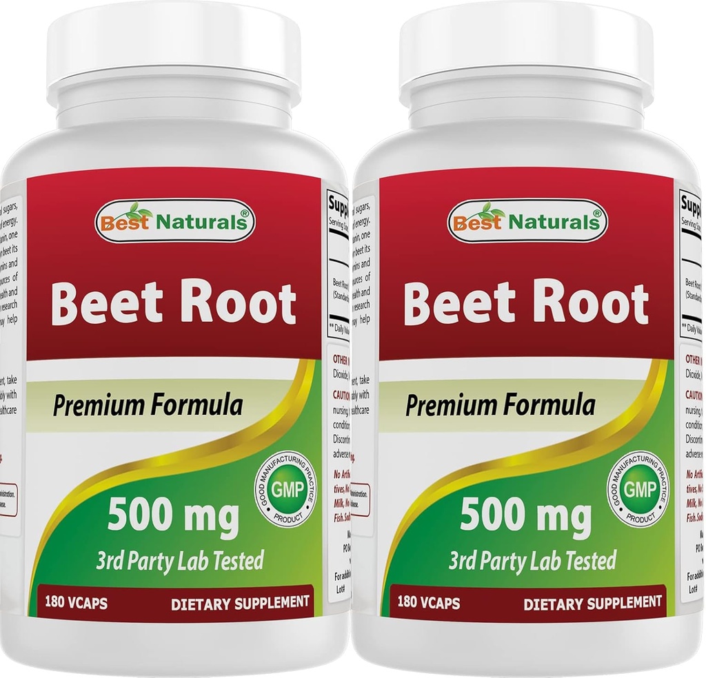 Best Natural Beet Root Powder 500 mg 180 Kapsule (180 Count (paket po 2)