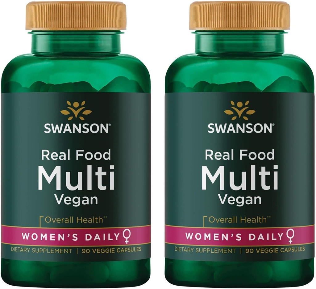 Real Food Multi Naiste Multivitamiini Multimineral Naiste Tervis Kuseteede stress Vastus Luukarvad Naha küüned Toetus Täiendus Vegan Gluteenivaba Mitte-GMO 90 Veggie kapslid Veg Caps (2 Pack)