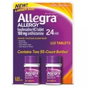 Allegra 24 Hour Indoor and Outdoor Allergy Relief 180mg 55 Tablets, Pack of 2 (110 ct.)