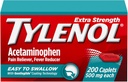 Tylenol Extra Strength Easy to Swallow Acetaminophen, Pain Reliever & Fever Reduceer Capets for Възрастни с нежна технология, 500 mg Extra Strength Ацетаминофен, 200 ct