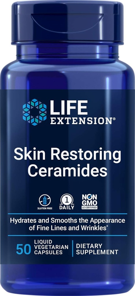 Life Extension Skin Restoring Ceramide, 50 Veg Capsules - Vegetarische Phytoceramide Ergänzung