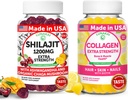 Lunakai USA Made Shilajit & Collagen Extra Indarra Gummies Bundle - Energia, Ile, Azala eta Nail Laguntza - Delicious & Ez-GMO
