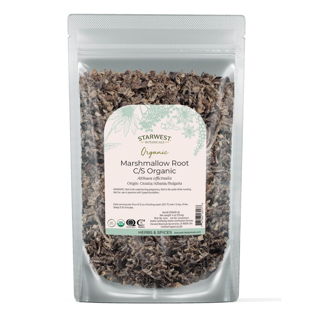 Starwest Botanicals Organic Marshmallow Root Cut and Sifted - 4 Ounce