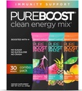 Pureboost Immune Clean Energy Booster, Refreshing Energy Drink Mix and Immunity Supplement with Elderberry, 1200 мг витамина C, витаминов A + D и цинка.