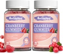 Cranberry Gummies 1000mg, Cranberry Supplementen voor vrouwen, met D-Mannose 250mg, Womens Probiotic Gummies, Urinary Tract Health, Cranberry Flavor, NO GGO's, 60 Tellen (Pack of 2)