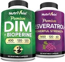 Nutrivein Premium Resveratrol Capsules och DIM Supplement Bundle: High-Absorption Resveratrol Supplement och DIM för återhämtning, balans och vitalitet