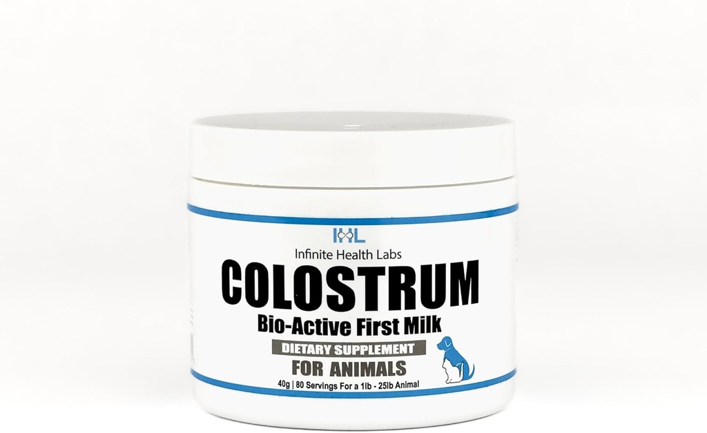 Bio-Active Bovine Colostrum per cani, gatti, cuccioli, gattini e animali domestici - Supplemento giornaliero della polvere di Colostrum 40g (80 Serve)