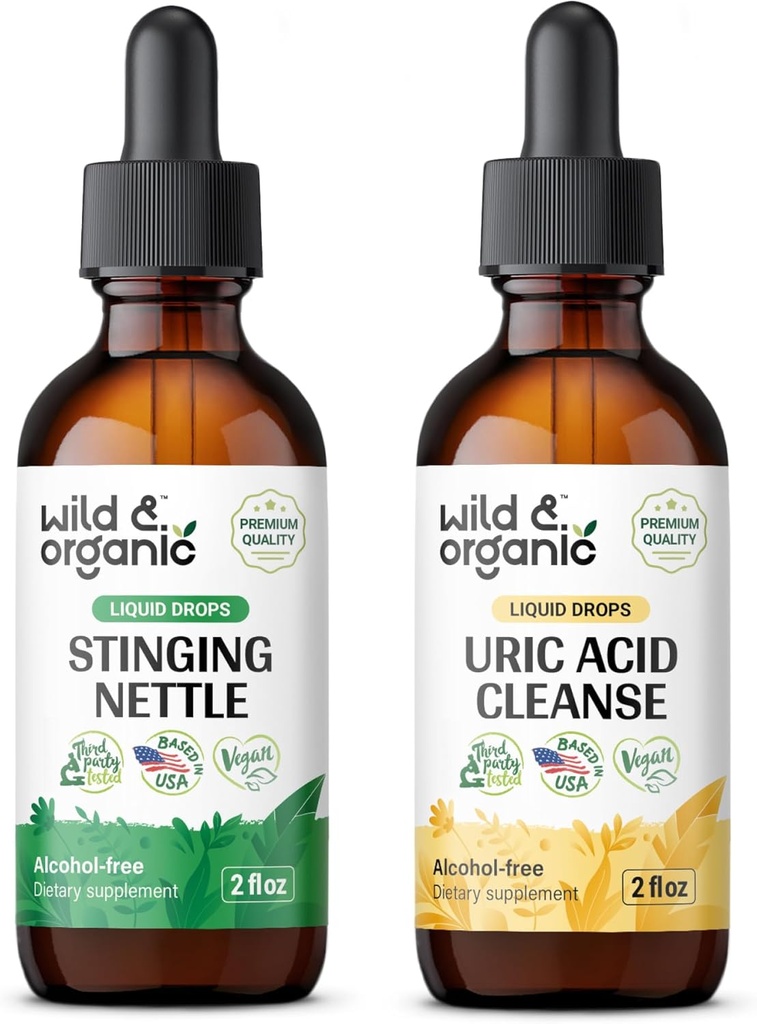 Wild & Organic Stinging Kettle Root Tincture 2 fl oz & Uric Acid Cleanse Tincture 2 fl oz