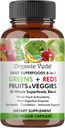 Veda Super Greens Reds Vegies Capsules - 8 trong số 1 ngày 30 Các loại thực phẩm siêu hữu cơ và rau quả bổ sung - Papaya Enzymes, Spirumina, chlorella, Moringa, Beet, Turmeric - 120 Vegan