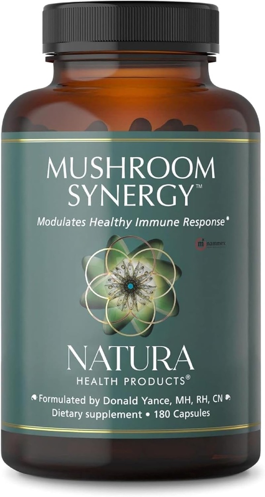 Produits de santé Natura Supplément Synergie des champignons - Avec la queue de dinde, Red Reishi, Chaga et Poria Champignons - Module une réponse immunitaire saine* (180 capsules)