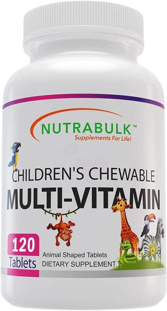 Barnens tuggbara multi-Vitaminer - Främja barns övergripande utveckling - USA-Made, kan hjälpa till att stödja Immune, Bone, Brain & Overall Well Being- Vegan & Gluten Free - 120 Cherry tabletter