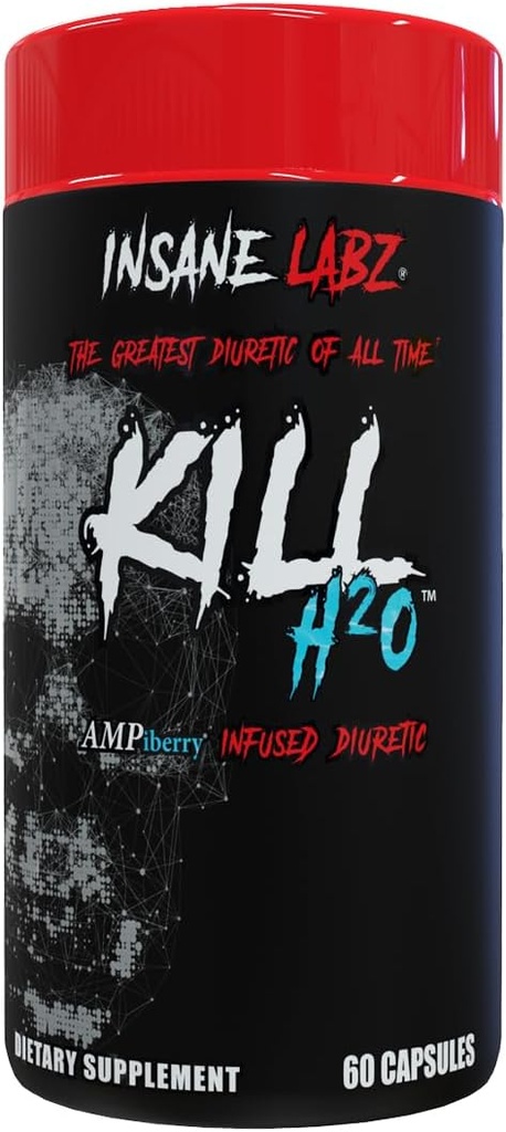 Insane LabzはH2O、AMPiberryの注入された利尿剤を殺します、Dandelionの根および緑茶のエキス、20のサービングとの水の保持そして塩水を減らします