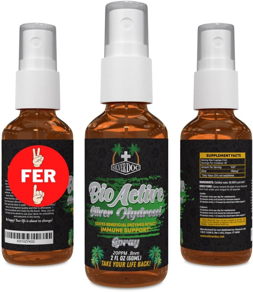 2 til 1 salgs Silver Doc Silver Hydrosol Spray (2-2oz flasker), naturlig alternativ & immunstøtte, bedre enn noen kolloidal, SilverDoc er mest effektiv