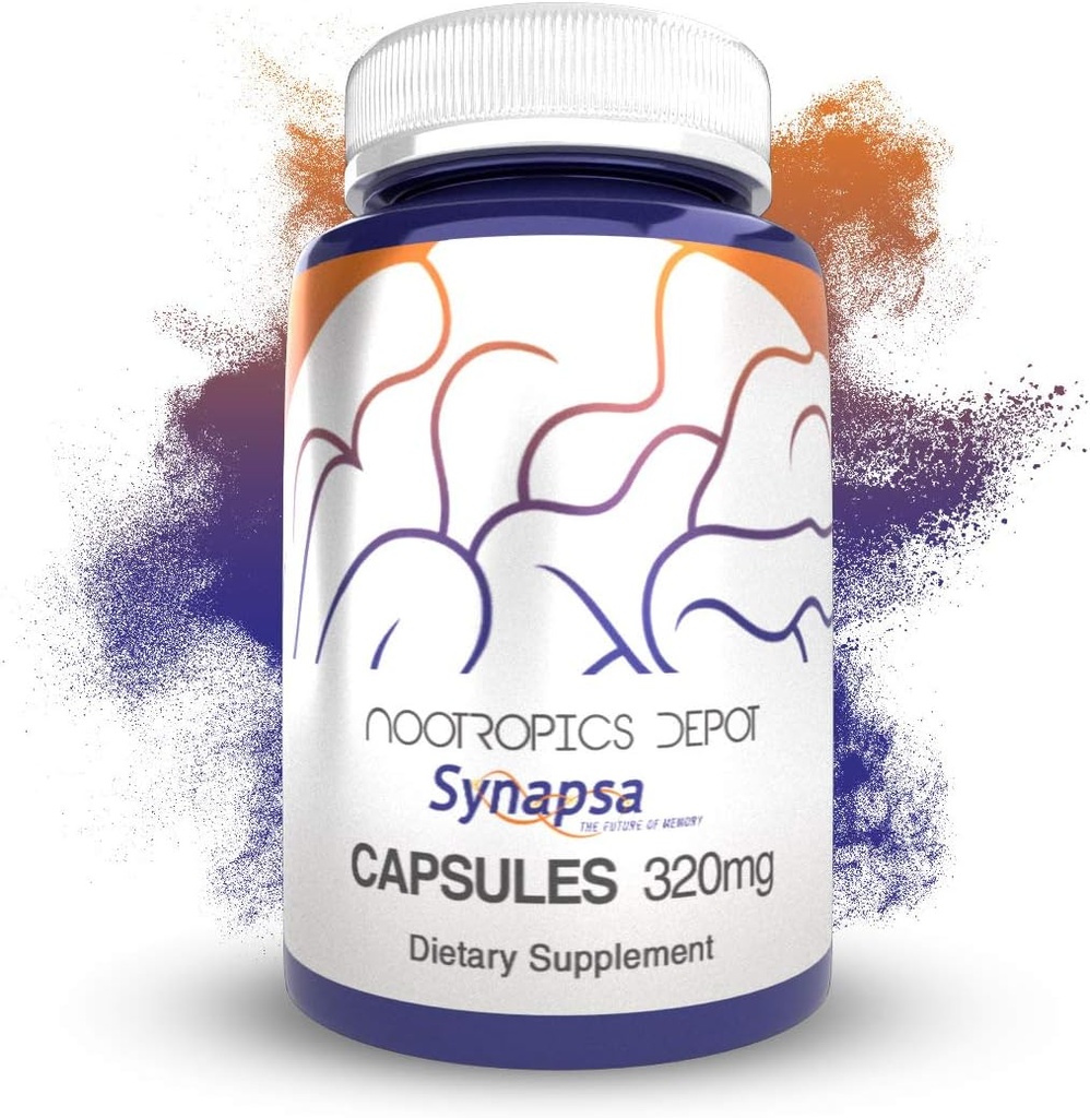 Nootropics Depot Synapsa Bacopa Monnieri Capsules , 320mg | 60 count | whole Plant Extract | Ayurveda supplement , Adaptogen Herb , to Enhance Learning, Memory " Mental Performance