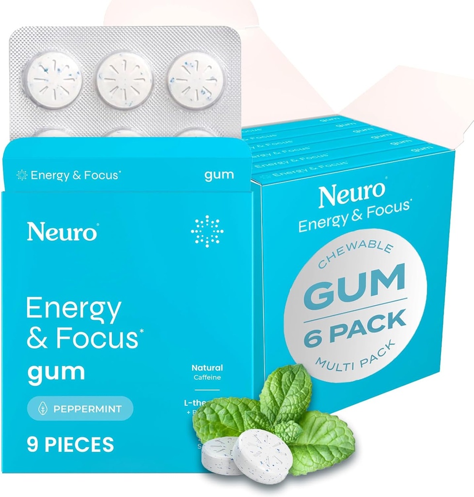NeuroGum Energy & Focus Gum (54 gróf-6 balenie, mäta pieporná) 
