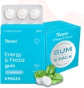 NeuroGum Energia e Gum Foco (54 Count-6 Pack, Pimenta) 40mg Cafeína Natural + L-Teanina + Vitamina B12 & B6 + Xylitol