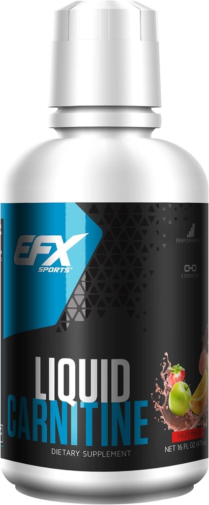 EFX Sports L-Carnitine Liquid 1500mg, förbättra prestanda och styrka, vitamin B5 (31 portioner, fruktpunch)