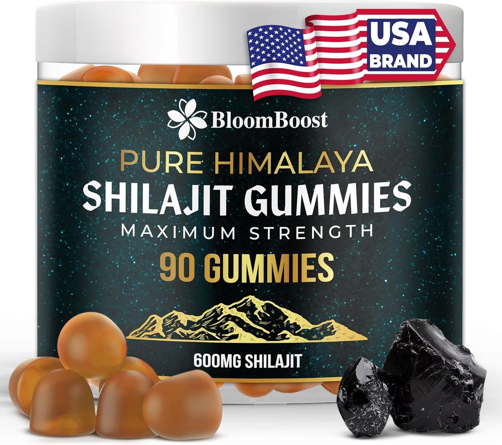 Shilajit Gummies - Sukkerfri Himalayan Organic Supplement ® 600mg Shilajit, 90 gummier for energi og velvære
