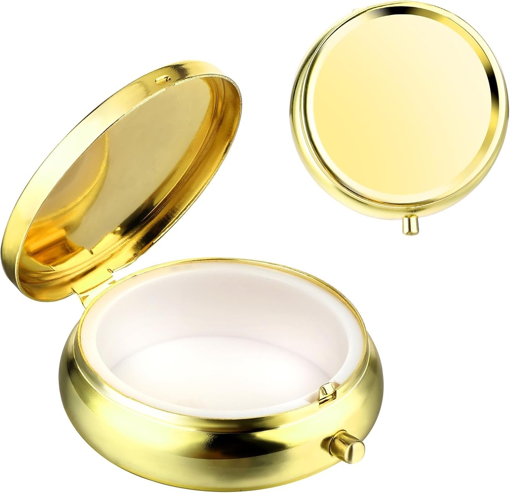 Sibba Portable Medicine Pill Case, Travel Multi-Functional Proof Pilula pentru Purse & Pocket, Cute Metal Medicine Organizator de pastile pentru vitamine, ulei de pește și suplimente (Aur)