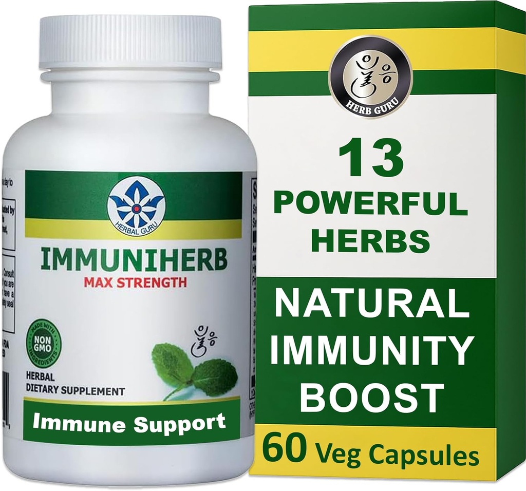 Imuniherb Imune support suplementari Ā Helbal Imunity suplementari amb Ginger, Forsythia, Licorice Root, Vitaminata C Zinc  2001- 2003 Natural Imnedueters for Daily support, No-GO, Leuzulis 60 Vaeg Capules