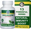 Immuniherb Immune Support Supplement – травяная добавка к иммунитету с имбирем, Forsythia, корнем солодки, витамином С и цинком – натуральные иммунные бустеры для ежедневной поддержки, не-ГМО – 60 капсул Veg