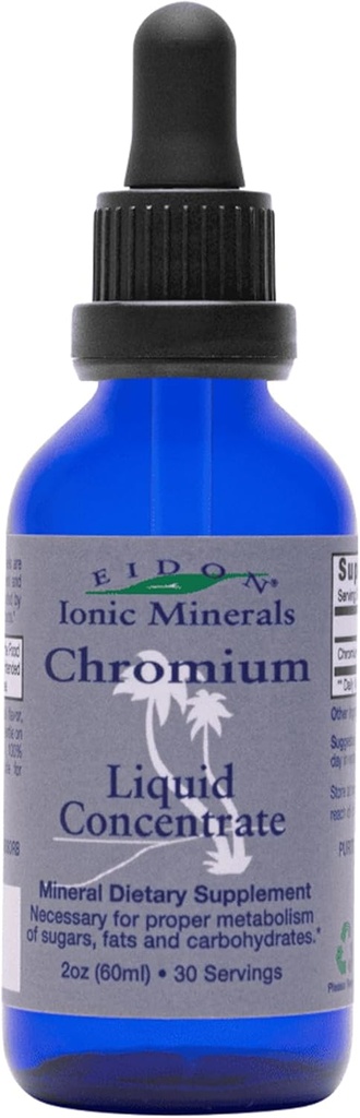 Eidon Ionic Minerals Liquid Chromium Concentrate - Ionic Chromium Supplement Drops, unterstützt stabile Energiestufen, All-Natural, kein Zucker hinzugefügt, keine Konservierungsstoffe oder Additive - 2 oz