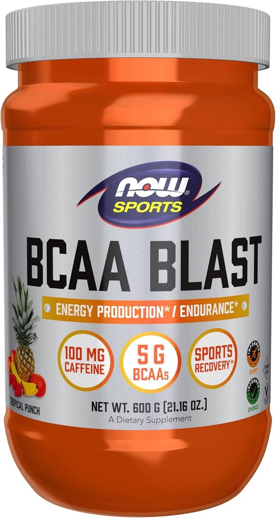 İndi Food Sports Nutrition, BCAA Blast Toz, 5 g BCAA, 100 mg Caffeine, Tropik Punch, 600-Grams