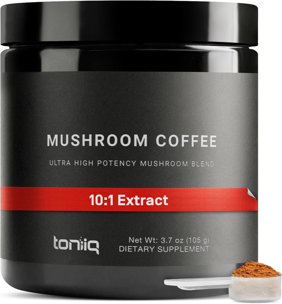 Mushroom Coffee - Ultra Yüksək Potensial 10:1 Konfransı - 10 Mushroom Mix, Lion's Mane & Cordyceps - Rich & Funksional Coffee Alternativ - Üçüncü-Party Lab Tested