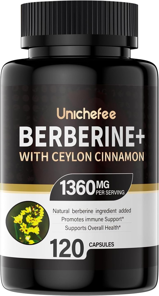 Berberina - 1000–1500 mg diarios - Suplemento de HCL de Berberina para soporte metabólico - suplementos de glute e vegano para homes e mulleres 16
