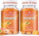 Curcumin Turmeric Gummies – bổ sung sức mạnh 2000mg 8:1 trích dẫn Gummies Turmeric với Black Pepper & Ginger – Vegan Non-GMO Hỗ trợ Chewable – Peach Flavor - Bộ 2