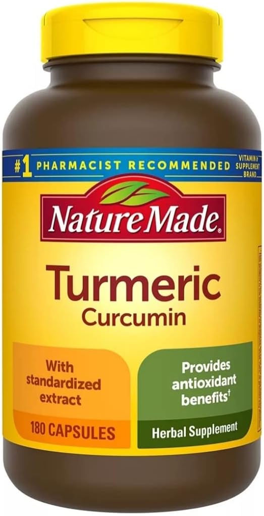 Nature Made Turmeric Curcumin 500 miligramov. Hodnota kapsúl (antioxidant) 180 Ct