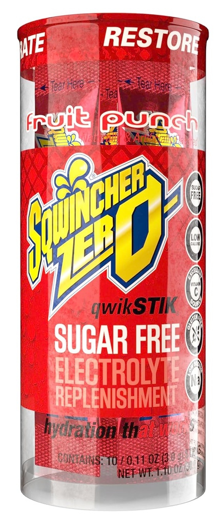 Sqwincher Zero Qwik Stik, fruit Rep, Sugar Free, Low Calie, Low Sodium Thay thế Powder Hydraation Mitter, 11 oz Packet (Pack 200)