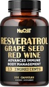 Trans Resveratrol Supplement med rødvin ekstrakt, immun- og kroppens ledelseskompleks - Echinacea, hvitløksbulb, Berberine HCI, Melk Thistle og mer - 200 kapsler for 100 serveringer