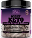 Clean+Lean Night Keto: Erstmals über Nacht Ketogenic Fat Burner & Sleep Aid | BHB Ketone + MCT Öl Extrakt + Vitamine & Mineralien | 24 HR Diät Schlafen Sie große Verlust Gewicht | Alle natürlichen & GF | 60 Caps