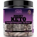 Clean+Lean Night Keto: First Ever Overnight Ketogenic Fat Burner & Sleep Aid | BHB Ketones + MCT Oil Extract + Vitamins & Minerals | 24 HR Diet Sleep Great Lose Weight | All Natural & GF | 60 Caps