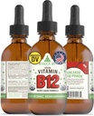 RawGuru Vitamina B12 Suplemento líquido - líquido vegano orgánico B12 con minerais traza - Antioxidante nanoprocesado e suplemento inmune Tintura - 60 porcións de gotas veganas por 60 ml, Paquete de 1