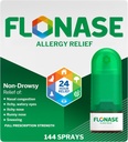 Flonase Allergie Relief Neusspray, 24 uur Non Drowsy Allergie Geneeskunde, Metered Neusspray - 144 Sprays- Vallen en Seizoensgebonden Allergie Relief