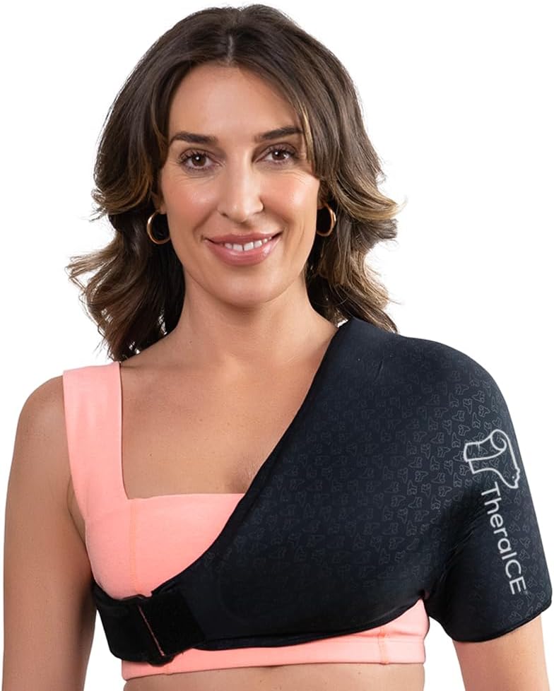 Theraice PRO Shoulder Ice Pack Wrap til skade, Genbrugelig Kompression Skuldersele til Rotator Cuff Relief & Arm Brace Pain Relief Terapi, FocusZone teknologi kølemaskiner Arm Sling Skuldre